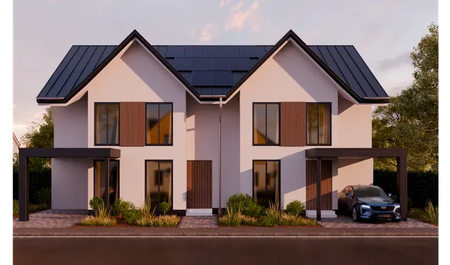 Second view of a suburban duplex architectural visualization