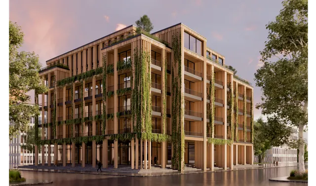 Office building architectural visualization in daylight