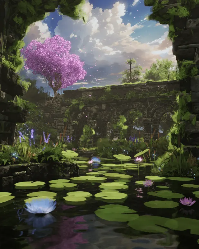 Stylized ruin environment digital artwork
